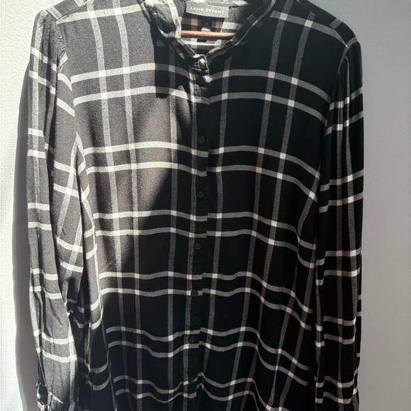 Lane Bryant Black and White Plaid Blouse size 20 - Picture 1 of 5